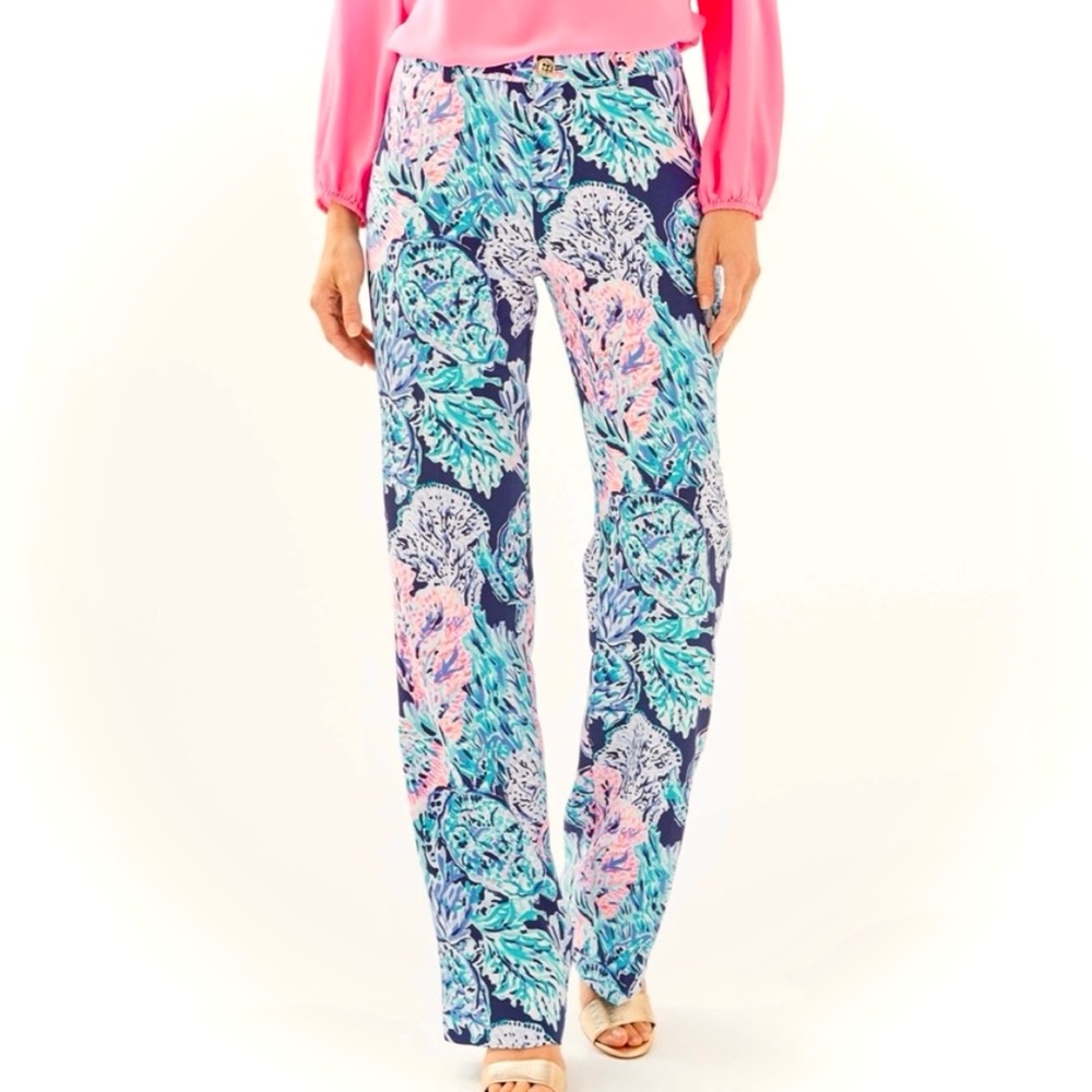 Lilly Pulitzer Malorie Pants‎ High Tide Navy Party in Paradise 2